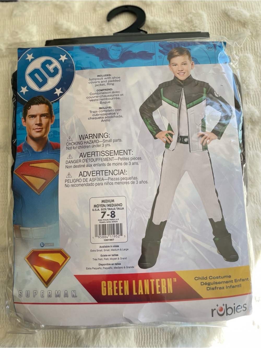 DC Comics Green Lantern Kids Costume - White & Green Size 7-8 yrs